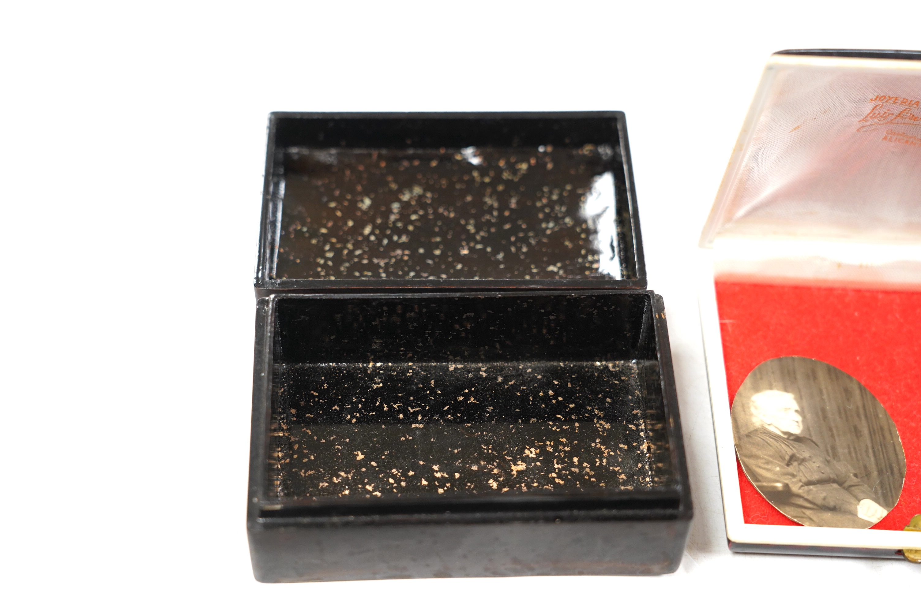 A George III silver nutmeg grater, Thomas Wilmore, Birmingham, 1801, 41mm, together with sundry other items including a silver ashtray and a sterling compact, Condition - poor to fair